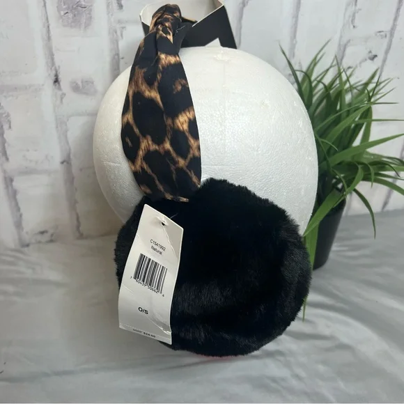 Leopard Print Faux Fur Earmuffs Ear Muffs Warmers Adjustable NWT Super Soft! - Picture 2 of 5